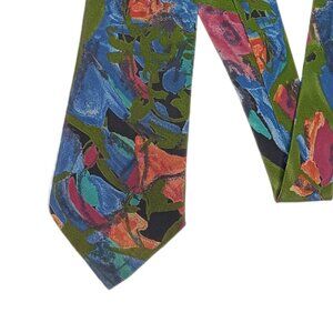 Montagu Floral Tie Men’s 59.5” Blue Multi Polyester Designer Wide Tie New